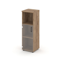Шкаф для документов средний узкий левый со стеклянной дверью Style Project SN.STU.E-202(L) / Белый – Тиквуд Светлый – Прозрачный – Черные ручки / 400×400×1203 Шкаф для документов средний узкий левый со стеклянной дверью Style Project SN.STU.E-202(L) / Белый – Тиквуд Светлый – Прозрачный – Черные ручки / 400×400×1203