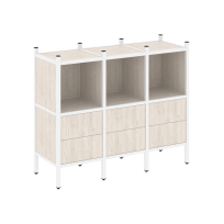 Loft Прямой стеллаж наборный VR.L-07 Тиквуд тёмный/Белый металл 1278×446×1047