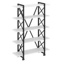 Loft Стеллаж на колесных опорах-5 полок VR.L-MST.K-5.8V Тиквуд тёмный/Чёрный металл 1200×400×1704