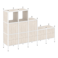 Loft Прямой стеллаж наборный VR.L-19 Тиквуд тёмный/Белый металл 2110×446×1458 Loft Прямой стеллаж наборный VR.L-19 Тиквуд тёмный/Белый металл 2110×446×1458