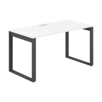 Стол офисный с лючком Allegro / 1200×600×750  / Профиль О-образный: 70×20 Антрацит / Столешница: Белый / AG.101.WH.L.72.AN