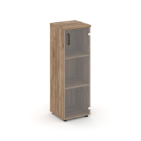Шкаф для документов средний узкий правый со стеклянной дверью Style Project SN.STU.E-205(R) / Белый – Тиквуд Светлый – Прозрачный – Черные ручки / 400×400×1203 Шкаф для документов средний узкий правый со стеклянной дверью Style Project SN.STU.E-205(R) / Белый – Тиквуд Светлый – Прозрачный – Черные ручки / 400×400×1203