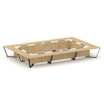 Стол для переговоров прямоугольный Steel Meet KM-PR.B.SP-26K2 / Тиквуд Светлый – Графит Глянец – Металл Черный / 6000×4000×750