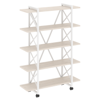 Loft Стеллаж на колесных опорах-5 полок VR.L-MST.K-5.8V Тиквуд тёмный/Чёрный металл 1200×400×1704