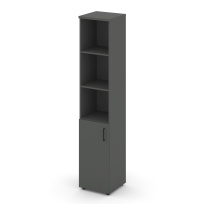 Шкаф для документов высокий узкий левый с глухой дверью Style Project SN.STU.E-101(L) /Акация Лорка – Белый – Черные ручки / 400×400×1982 Шкаф для документов высокий узкий левый с глухой дверью Style Project SN.STU.E-101(L) /Акация Лорка – Белый – Черные ручки / 400×400×1982