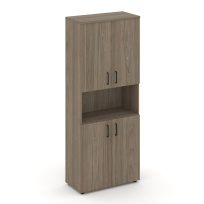 Шкаф для документов высокий широкий с глухими дверьми Style Project SN.STS.E-107 / Акация Лорка – Белый – Черные ручки / 796×400×1982
