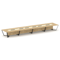 Стол для переговоров прямоугольный Steel Meet KM-PR.B.SP-24 / Тиквуд Светлый – Графит Глянец – Металл Черный / 8000×1600×750